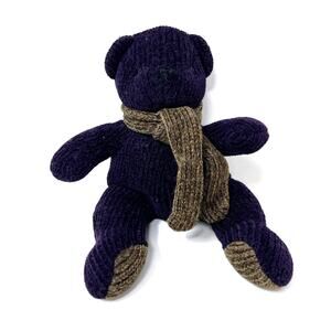Pottery Barn Nicholas Bear 6" Knit Plush Purple Amethyst Green Scarf Chenille